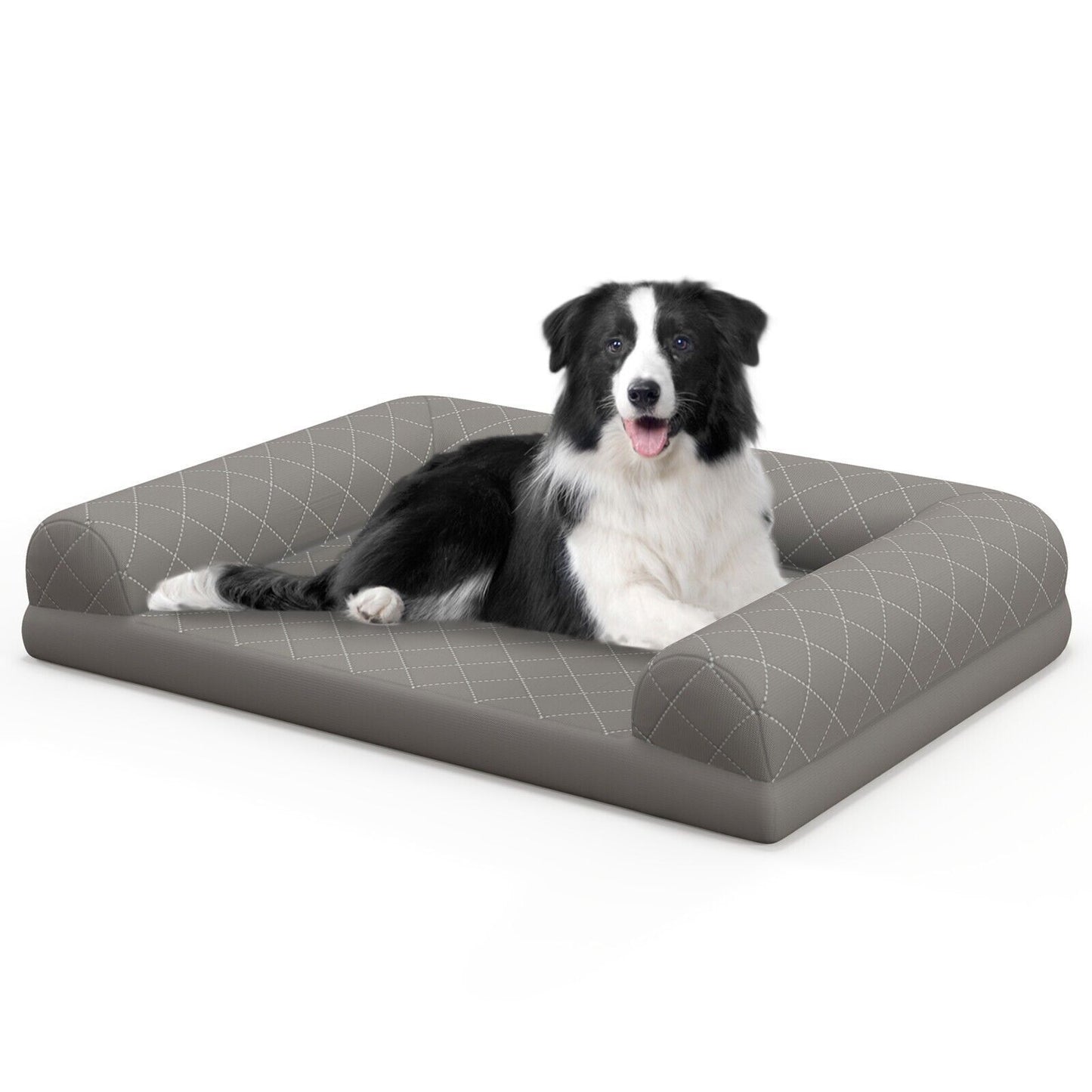 Orthopedic Dog Bed Medium Small Dogs Egg-Foam Dog Crate Bed W/ 3-Side Bolster